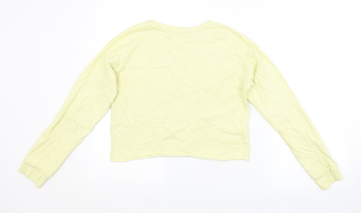 Back view of Candy Couture girls’ yellow pullover sweatshirt, size 13, years