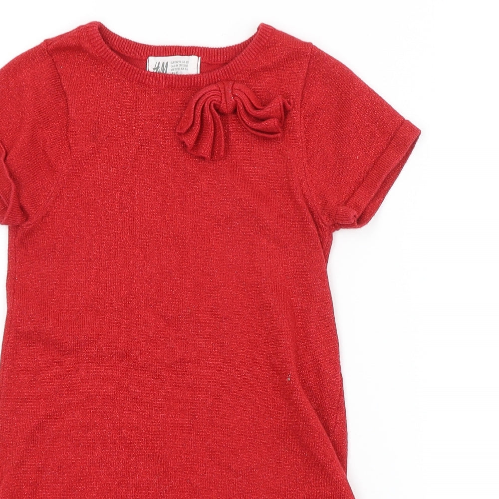 H&M Girls Red   Jumper Dress  Size 5-6 Years