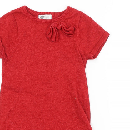 H&M Girls Red   Jumper Dress  Size 5-6 Years