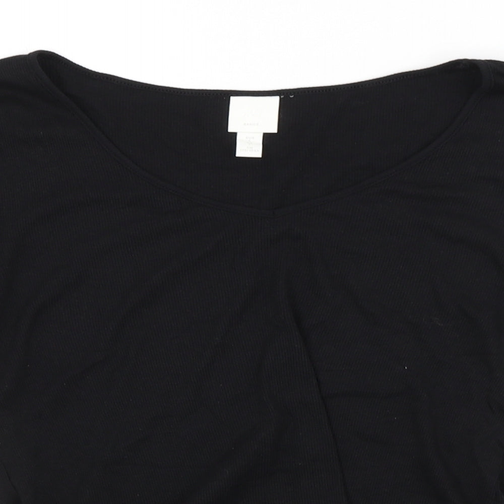 Womens UK Size L H&M Black Basic Blouse