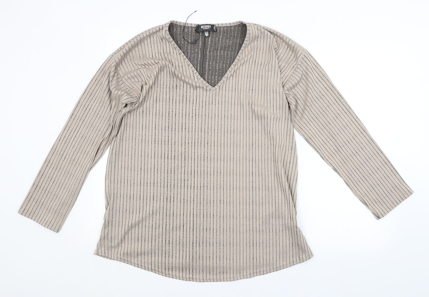 Womens UK Size 12 Missguided Beige Basic Blouse
