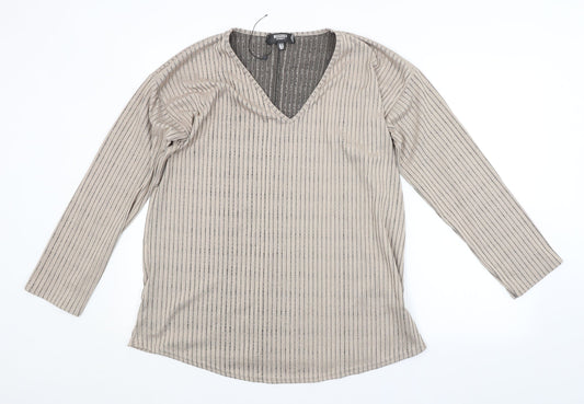 Womens UK Size 12 Missguided Beige Basic Blouse