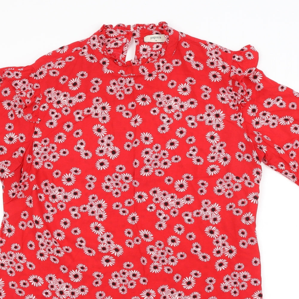 Papaya Womens Red Floral  A-Line  Size 14