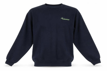 Front view of Ultimate Clothing Company men’s blue jumper, size L