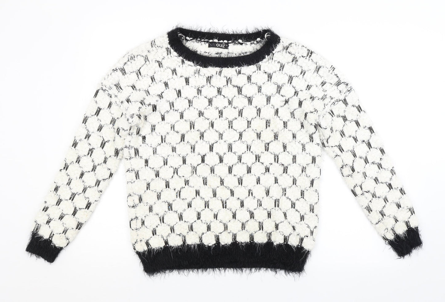 Womens UK Size XS Quiz White Pullover Jumper