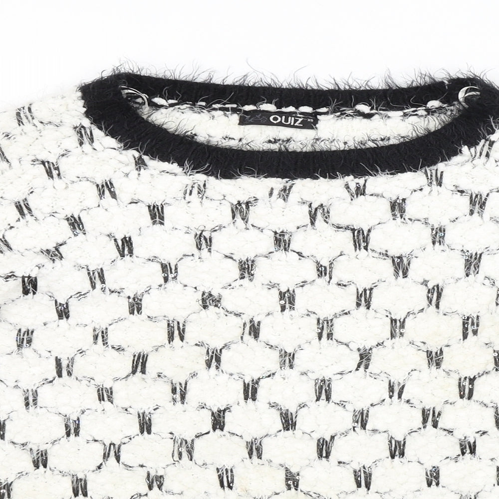 Womens UK Size XS Quiz White Pullover Jumper