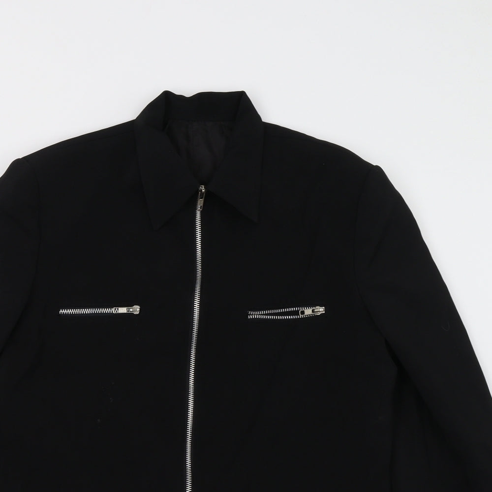 Close-up detail of Field & Stream women’s black overcoat blazer, size M