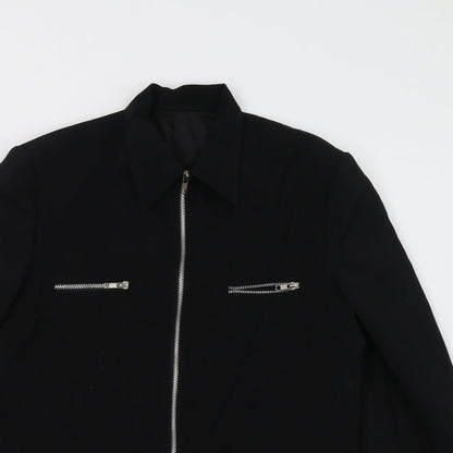 Close-up detail of Field & Stream women’s black overcoat blazer, size M