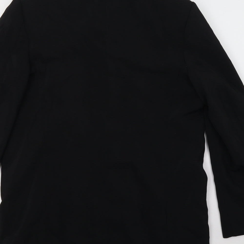 Brand and care label for Field & Stream women’s black overcoat blazer, size M