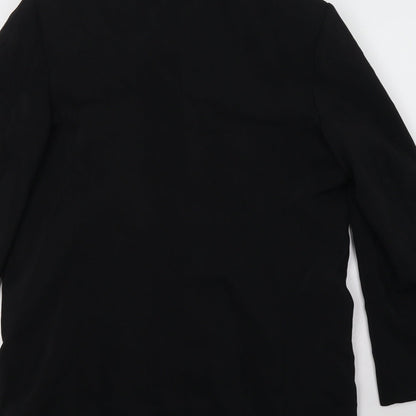 Brand and care label for Field & Stream women’s black overcoat blazer, size M