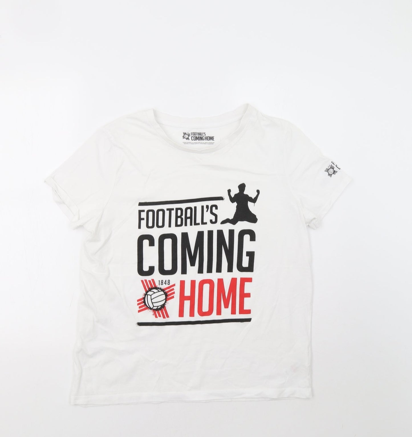 Football's Coming Home Womens White   Basic T-Shirt Size 12  - Football