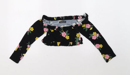 Select Girls Black Floral  Camisole Blouse Size 10-11 Years