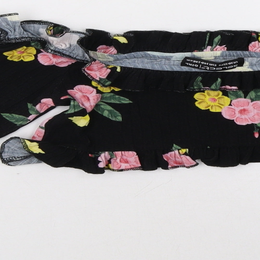 Select Girls Black Floral  Camisole Blouse Size 10-11 Years