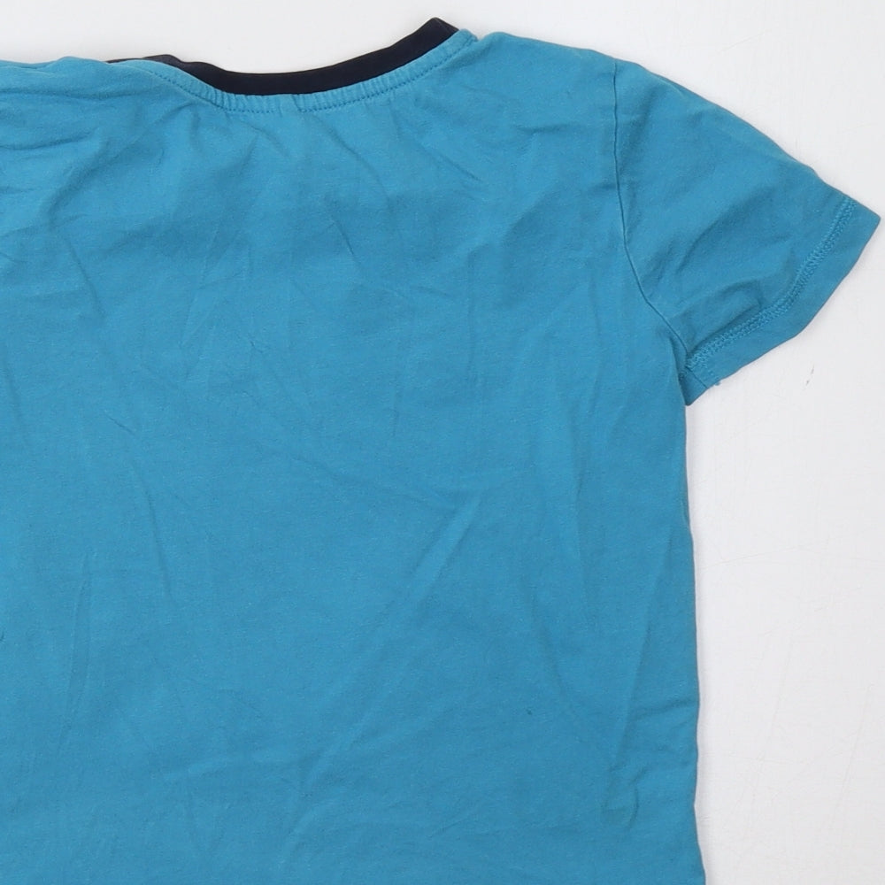 Brand and care label for George boys’ blue basic t-shirt, size 7-8, years - break the rules