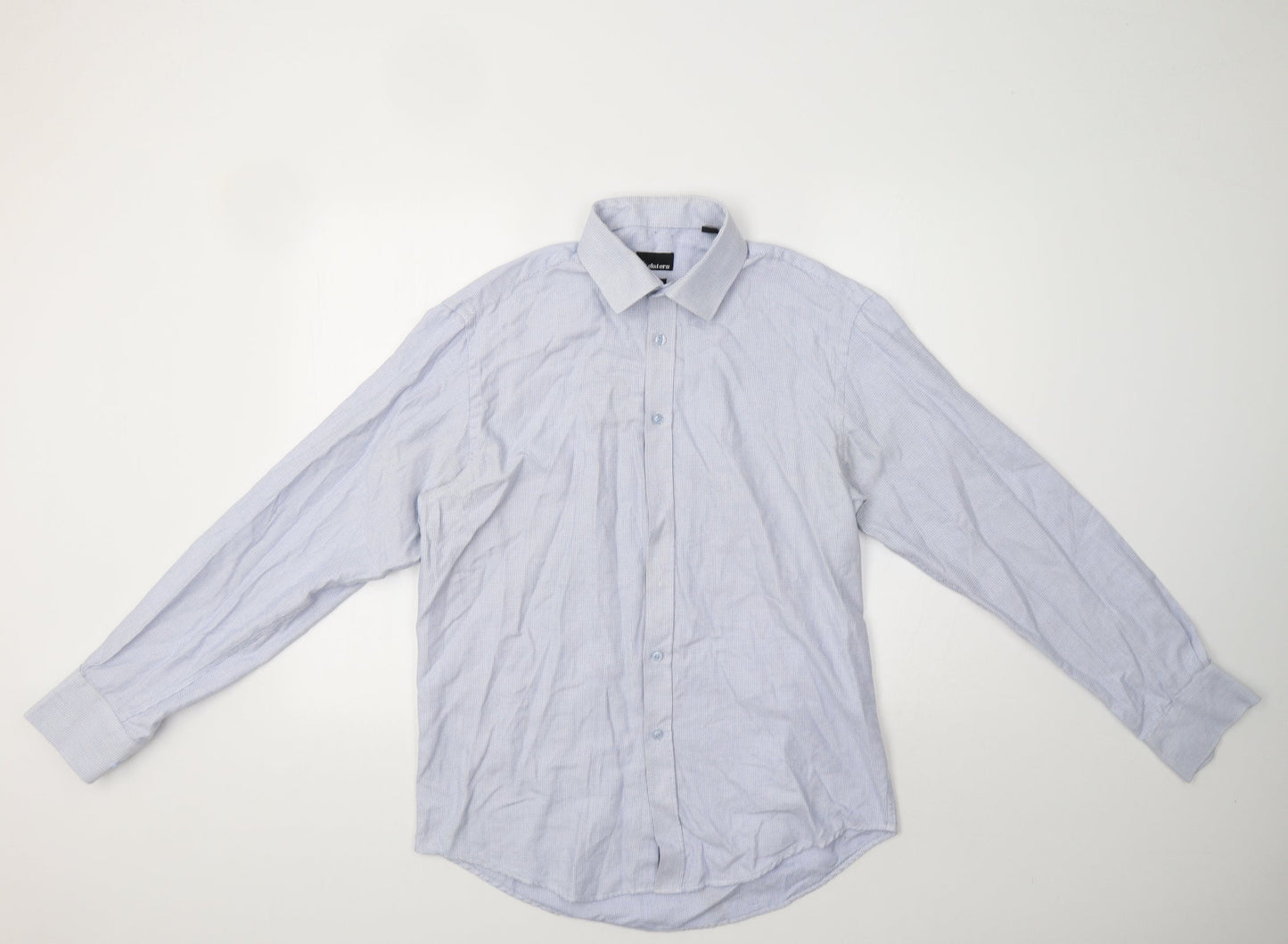 Slaters Mens Blue Geometric   Dress Shirt Size 16