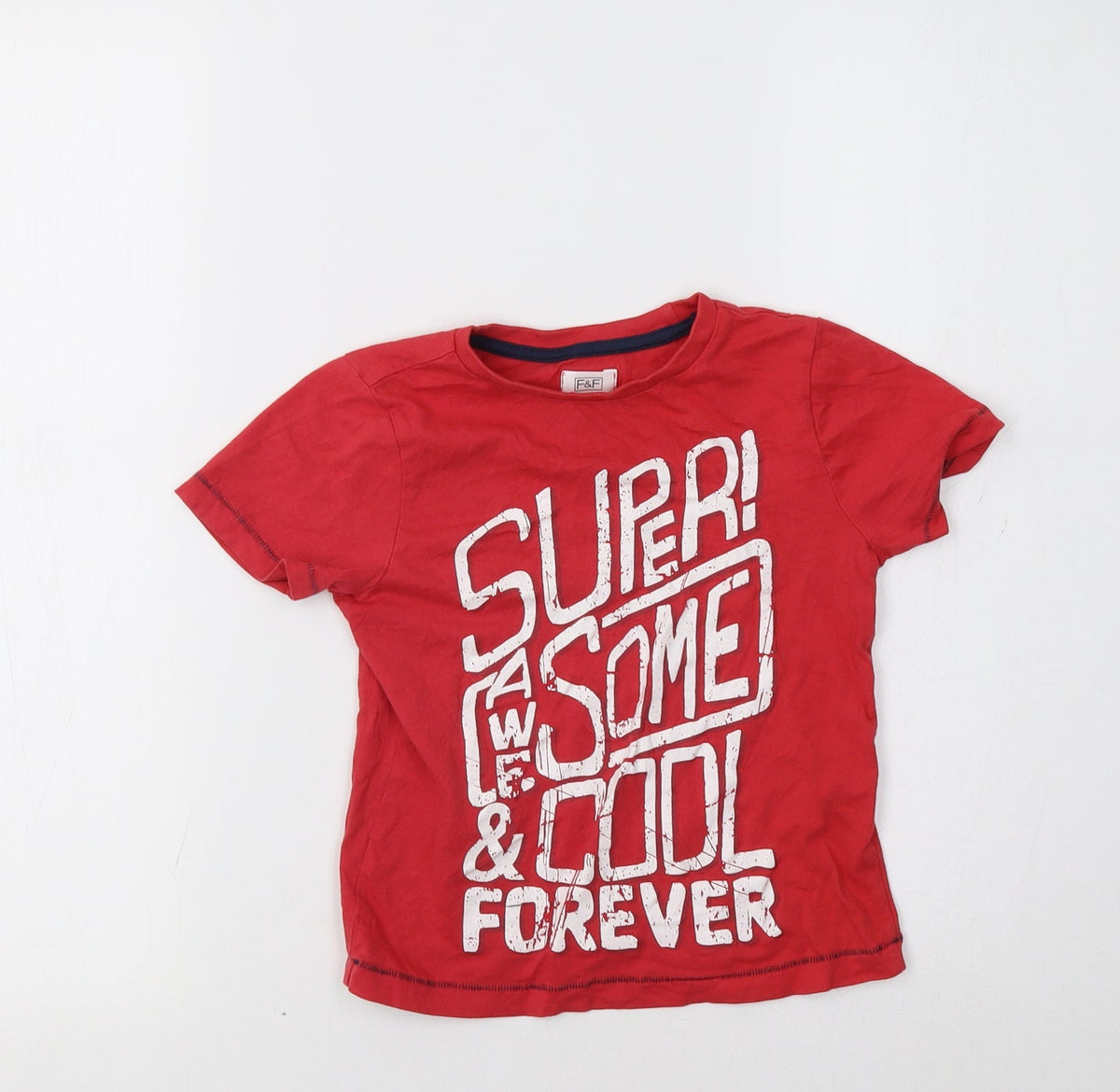Additional front view of F&F girls’ red basic t-shirt, size 3-4, years