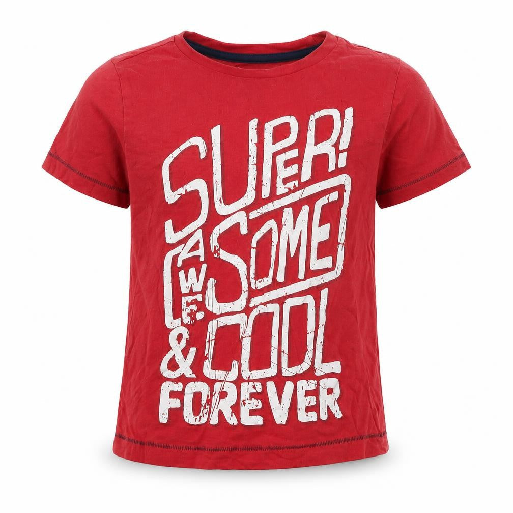 Front view of F&F girls’ red basic t-shirt, size 3-4, years