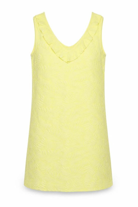 Front view of Mango women’s yellow floral a-line, size S