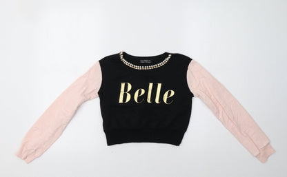 Select Girls Black Colourblock  Pullover Sweatshirt Size 10-11 Years  - Belle