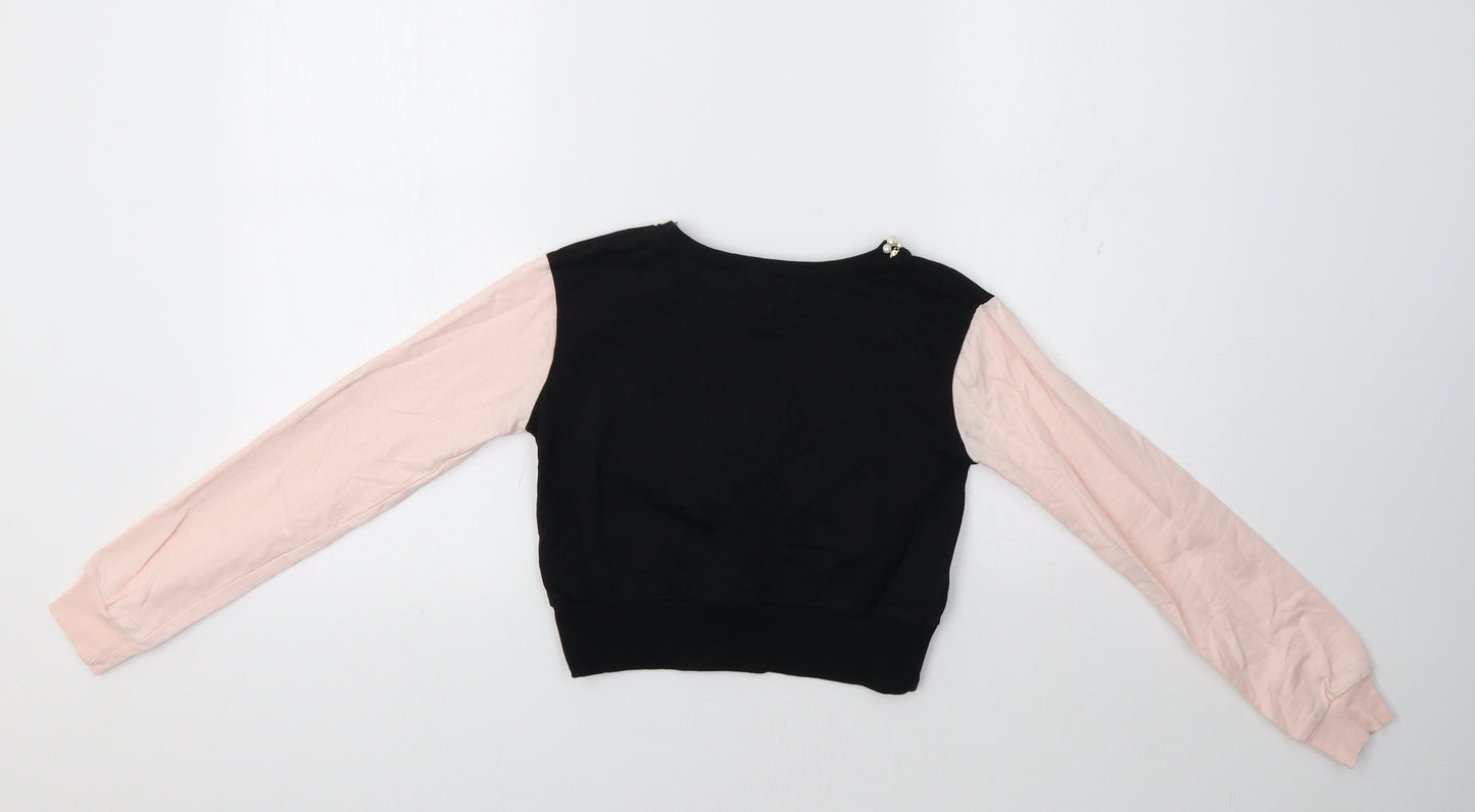 Select Girls Black Colourblock  Pullover Sweatshirt Size 10-11 Years  - Belle