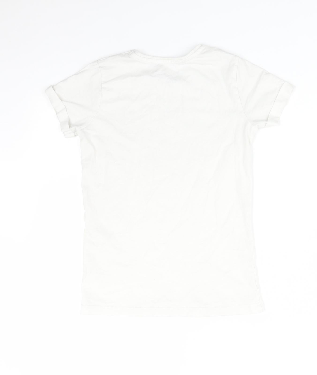 Primark Girls White   Basic T-Shirt Size 9-10 Years  - FOLLOW YOUR DREAMS