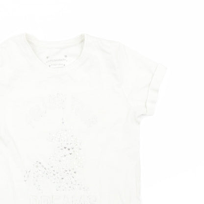 Primark Girls White   Basic T-Shirt Size 9-10 Years  - FOLLOW YOUR DREAMS