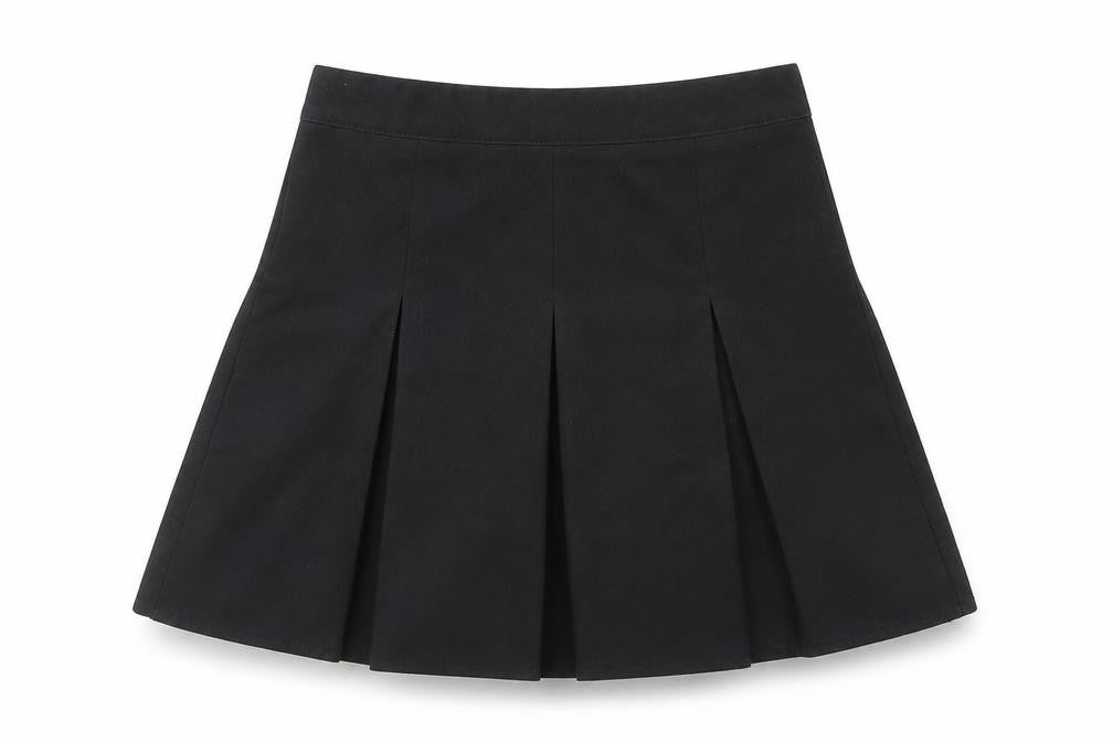 Front view of George girls’ black pleated skirt, size 5-6, years