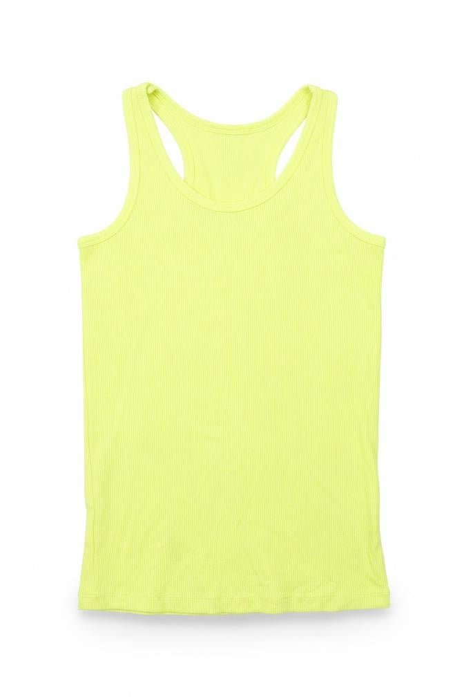 Front view of girls’ collection girls yellow basic tank, size 6-7, years