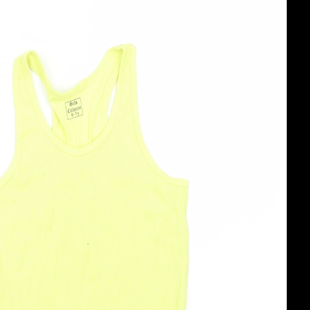 GIRLS COLLECTION Girls Yellow   Basic Tank Size 6-7 Years