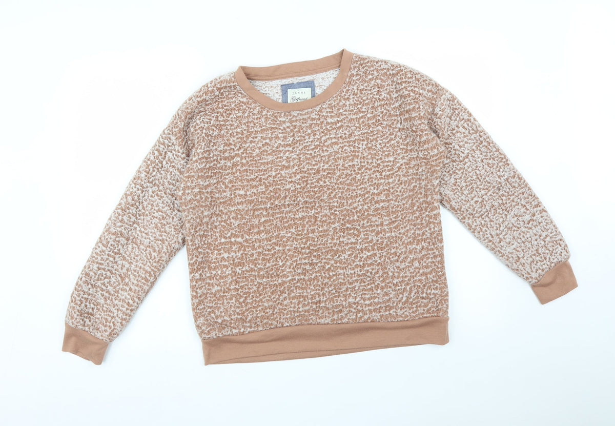 Additional front view of JACHS women’s orange pullover sweatshirt, size M