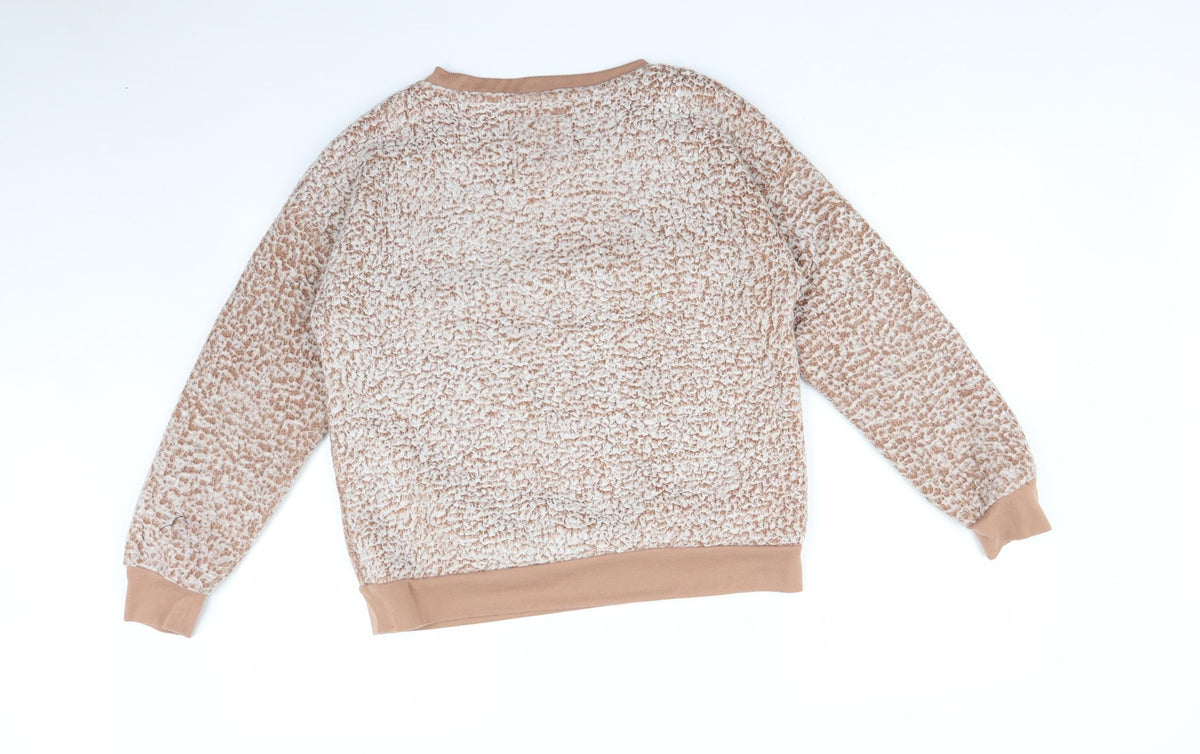 Back view of JACHS women’s orange pullover sweatshirt, size M