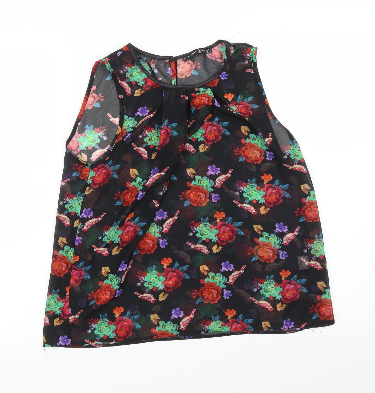 Atmosphere Womens Black Floral  Basic Blouse Size 8