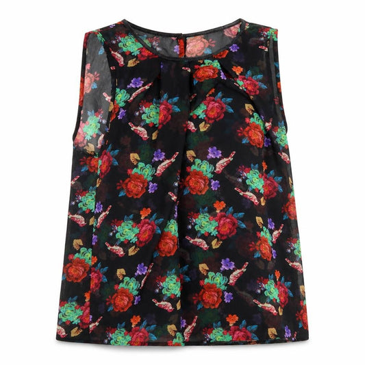 Front view of Atmosphere women’s black floral basic blouse, size UK 8