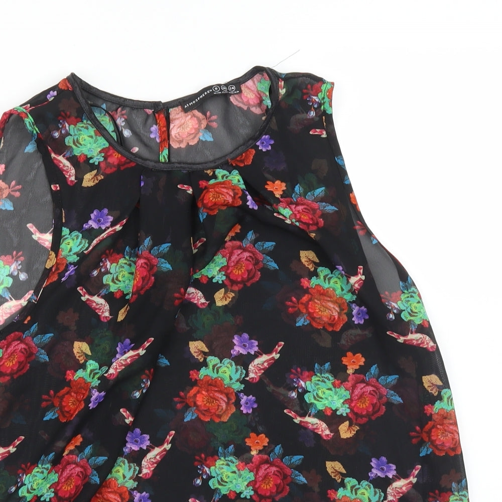 Atmosphere Womens Black Floral  Basic Blouse Size 8