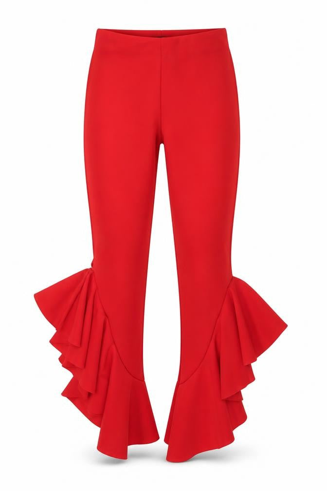 Front view of New Look women’s red trousers, size UK 6, 30-inch leg