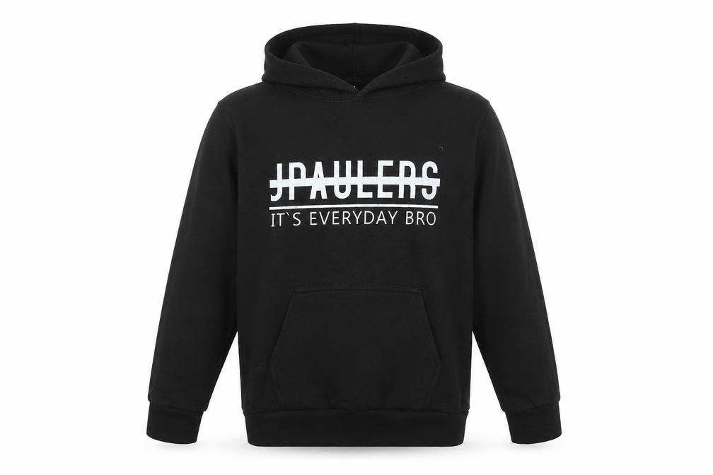 Front view of J PAULERS boys’ black pullover hoodie, size XL, - it's everyday bro
