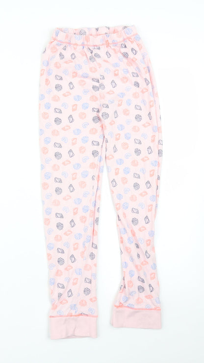 Additional front view of Tu girls’ pink solid pyjama pants, size 9-10, years - seashells