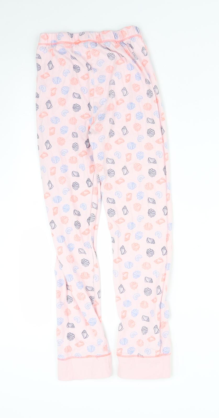 Back view of Tu girls’ pink solid pyjama pants, size 9-10, years - seashells