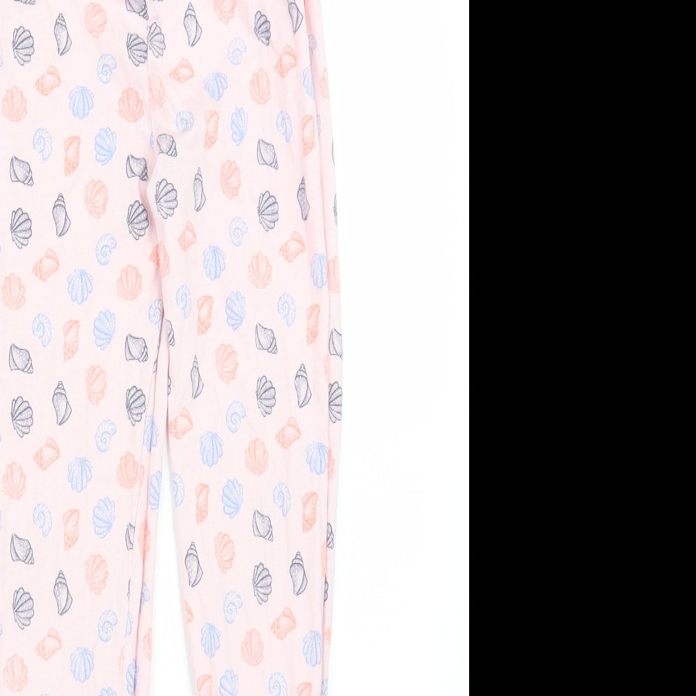 Close-up detail of Tu girls’ pink solid pyjama pants, size 9-10, years - seashells