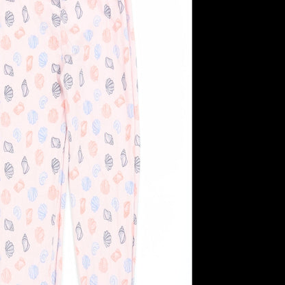 Close-up detail of Tu girls’ pink solid pyjama pants, size 9-10, years - seashells