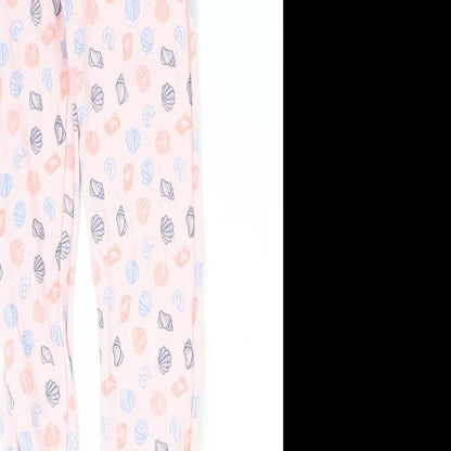 Brand and care label for Tu girls’ pink solid pyjama pants, size 9-10, years - seashells