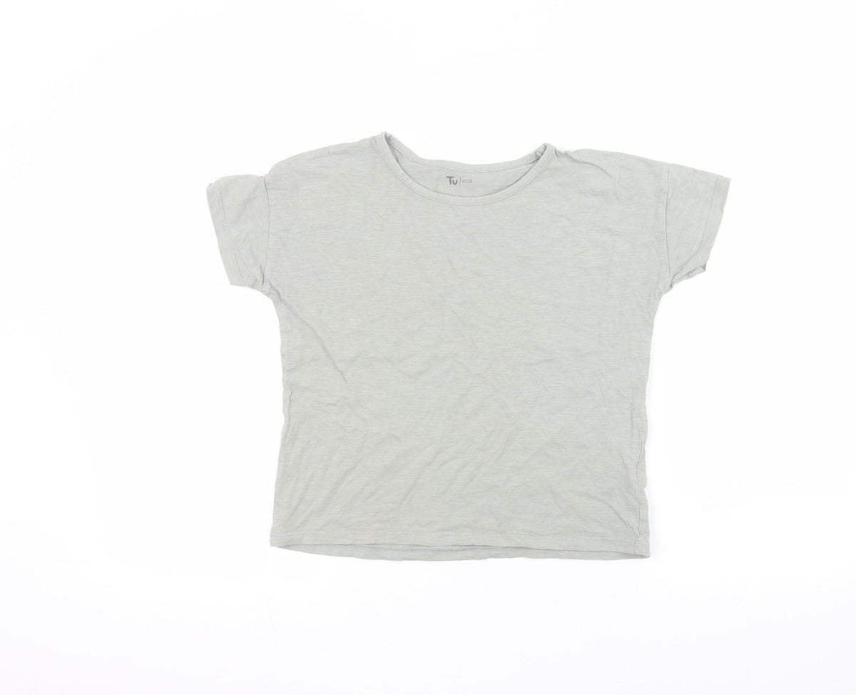 Additional front view of Matalan boys’ green basic t-shirt, size 11, years