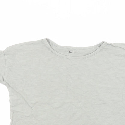 Close-up detail of Matalan boys’ green basic t-shirt, size 11, years