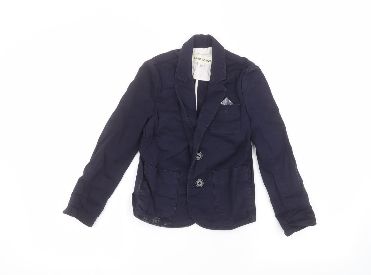 Additional front view of River Island boys’ blue jacket, size 5, years
