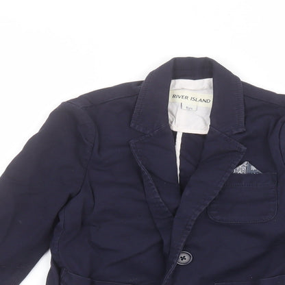 Close-up detail of River Island boys’ blue jacket, size 5, years