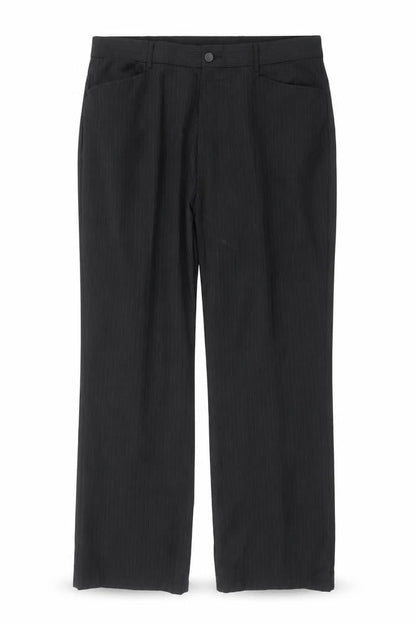 Front view of Preworn men’s black dress pants trousers, size 38, in, 29-inch leg