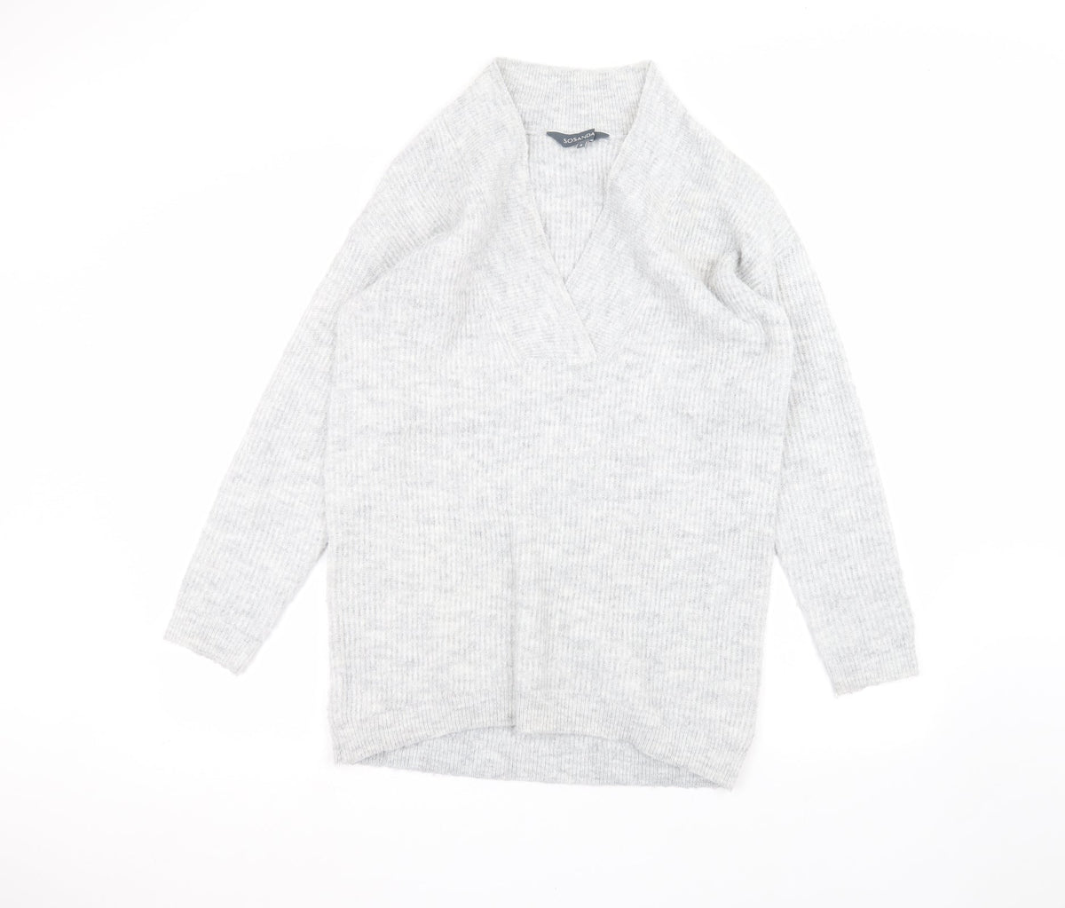 Additional front view of Sonsandar women’s grey jumper, size UK 8