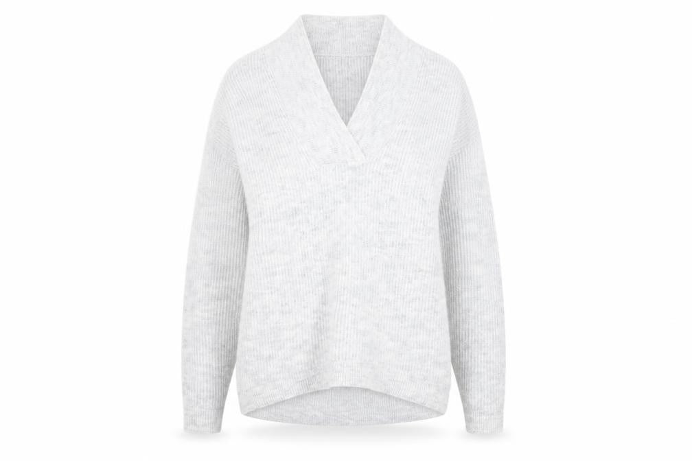 Front view of Sonsandar women’s grey jumper, size UK 8