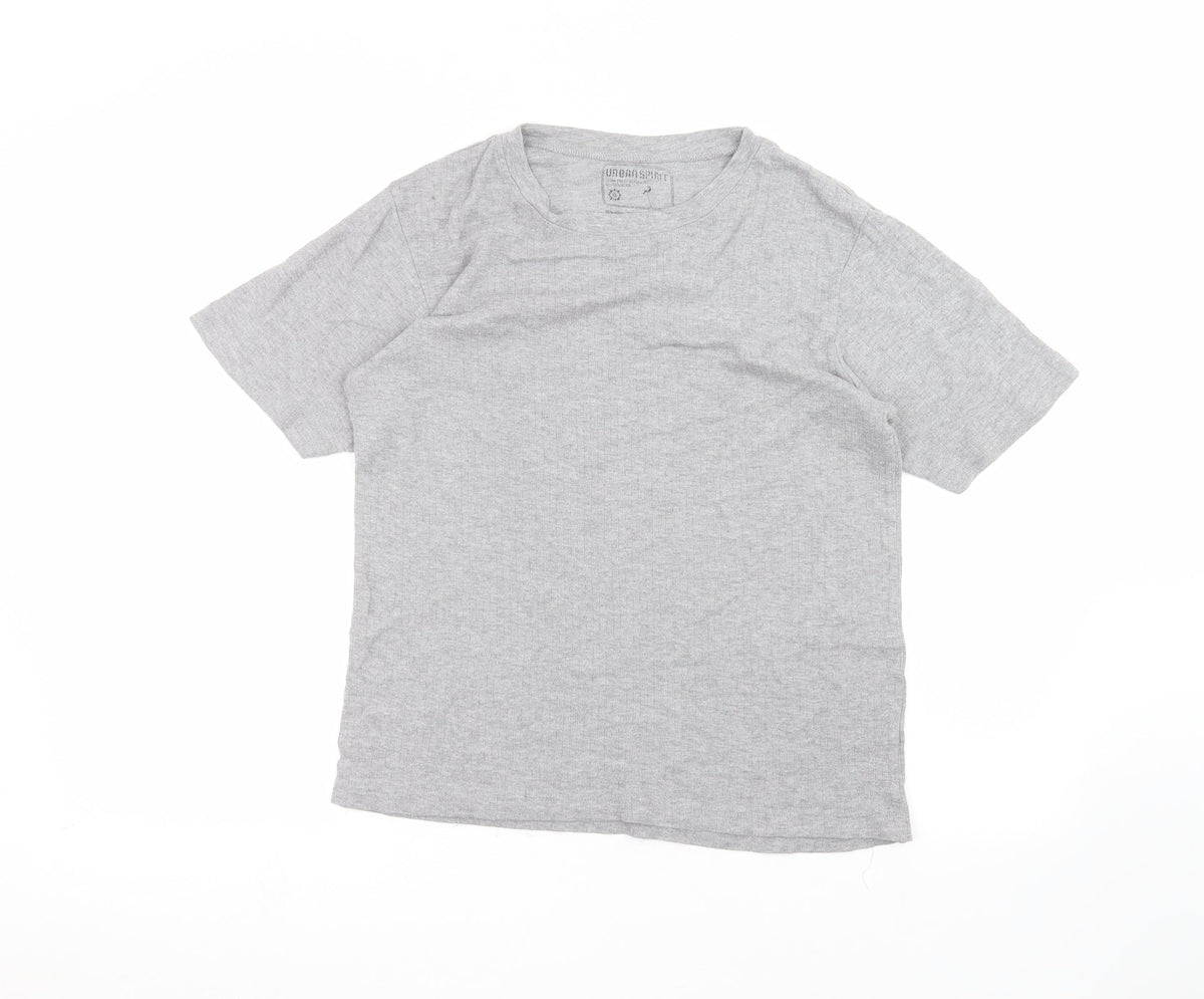 Additional front view of UrbanSpirit women’s grey basic t-shirt, size XL