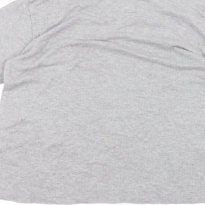 Brand and care label for UrbanSpirit women’s grey basic t-shirt, size XL